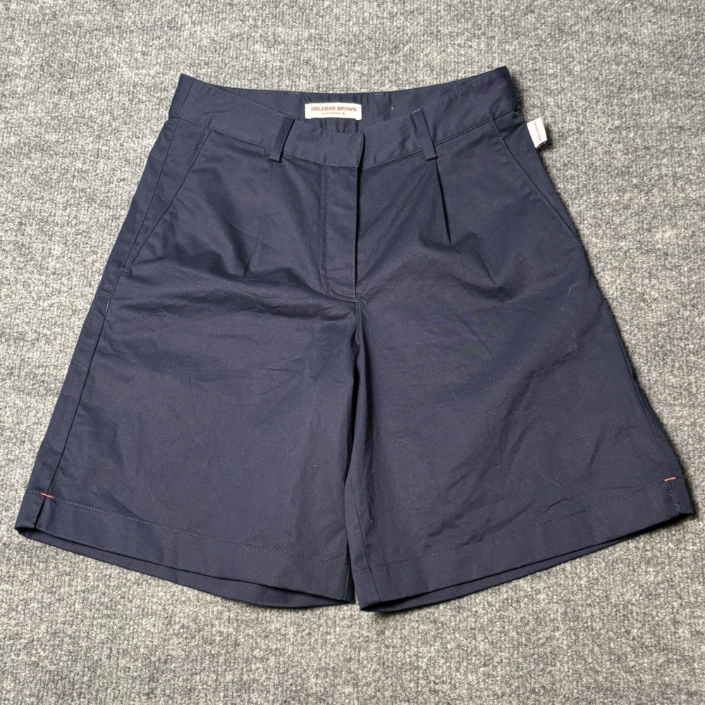 Orlebar Brown Shorts Womens 6 Navy Sabrina Pleated Cotton Chino Luxury Summer
